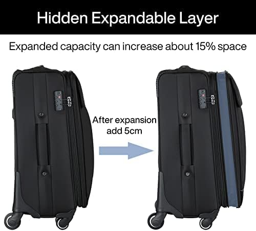 Hanke 20/24/28 Inch 3 Piece Luggage Set with Spinner Wheels Expandable Luggage Large Suitcases with Wheels Softside Checked Luggage Rolling Suitcase with Lock Lightweight Travel Luggage.(Dark Gray)