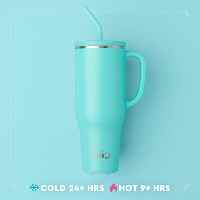 Swig Life 40oz Mega Mug, 40oz Tumbler with Handle and Straw, Extra Large Insulated Tumblers, Cup Holder Friendly Travel Mug (Rhode Island)