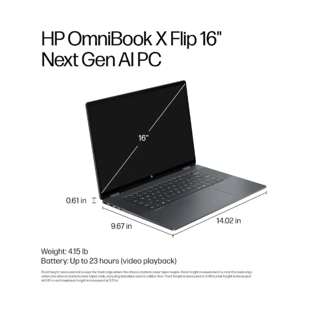 HP OmniBook X Flip 2-in-1 Laptop, Next Gen Envy x360, 16" FHD+ Touch Business AI PC, Windows 11 Pro 16GB DDR5 RAM 1TB SSD, Intel Core Ultra 7 256V Processor, Backlit KB, NLY Earphones, Eclipse Gray
