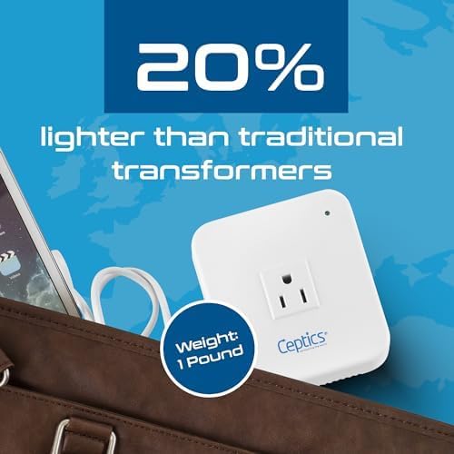 Ceptics 500 Watt Voltage Converter – Step Down 220v to 110v Converter - Converts 220V/240V to 110V/120V – Use with Hair Straighteners, Laptops, and Chargers – CE Certified