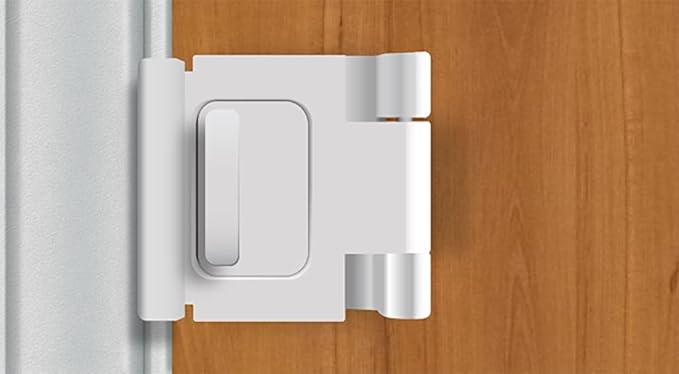 Door Lock for in-Swinging Doors, Home Security Latch Device, Childproof, Easy to Install (White)