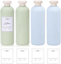 13.5 oz Plastic Travel Shampoo Bottles, Refillable Flip Cap Squeeze Bottles for Toiletries, Large Leakage-proof Travel Shampoo and Conditioner Container (Blue and Green)