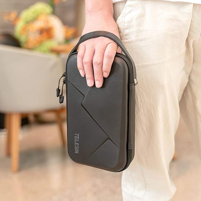 TELESIN Carrying Case Organizer for Go Pro Insta360 DJI Camera, with DYI Divider Waterproof Hard Protect Carry Bag for Hero 13 12 11 10 9 8 X2 X3 X4 X5 GO2 GO3 AKASO Selfie Stick Strap Accessory