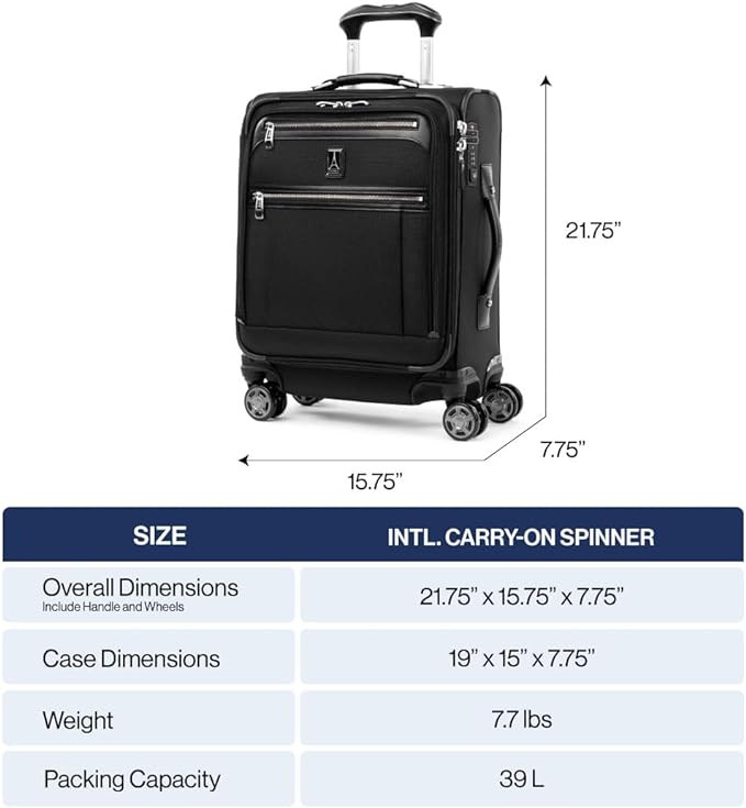 Travelpro Platinum Elite Softside Expandable Carry on Luggage, 8 Wheel Spinner Suitcase, USB Port, Men and Women, International, Vintage Grey, Carry On 19-Inch