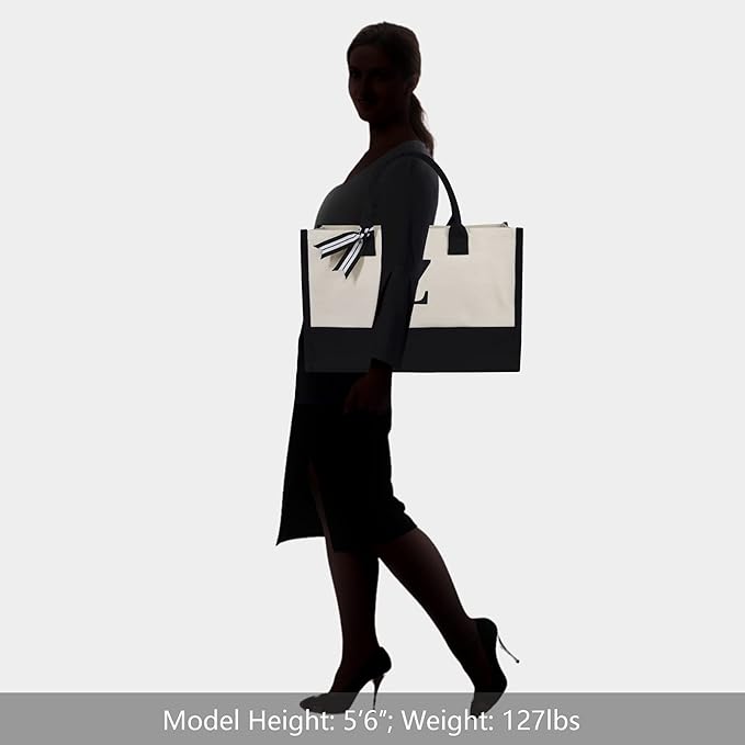 TOPDesign Embroidery Initial Canvas Tote Bag, Personalized Present Bag, Suitable for Wedding, Birthday, Beach, Holiday, is a Great Gift for Women, Mom, Teachers, Friends, Bridesmaids (Letter Z)