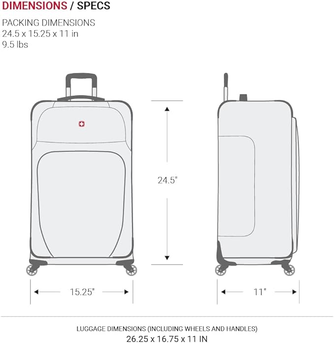 SwissGear Sion Softside Expandable Luggage, Evergreen, Checked-Medium 25-Inch