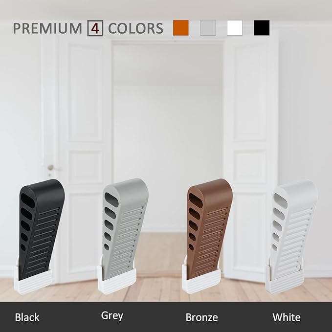 JQK Rubber Door Stopper Wedge, Grey 4 Pack Soft TPR Premium Door Stops for Bottom of Heavy Duty Door on Tile, Concrete, Carpet, Wooden Floor, DSB61-GY-P4