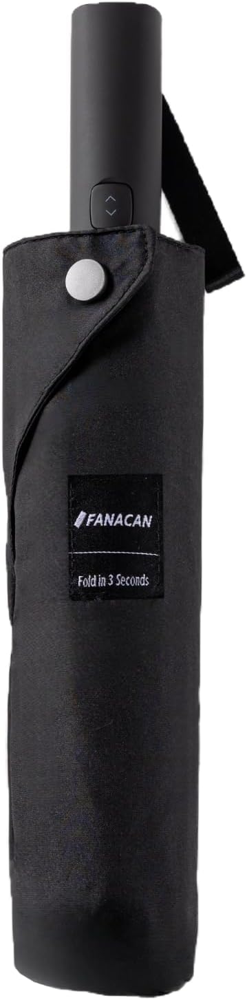 Folds in 3 Seconds Folding Umbrella, Compact & Portable Travel Umbrella, Auto Open/Close, Windproof & Waterproof, Lightweight (<1lb), Fits in Backpack or Car, Black