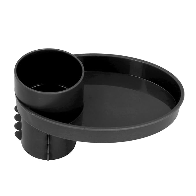 Snack Tray for Kids Car Seat with Secure and Sturdy Design, Versatile Usage, Compact and Portable Design, Easily Attachable, Cup Holder (Black)