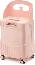 20 Inch Carry On TSA Lock Luggage for Kids& Adult,Lockable Spinner Wheels Free Luggage Cover and Safety Seatbelt Travel Suitcase (Carry-On TSA Luggage with Child Seat Pink)