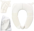 Kids Foldable Toilet Seat with Storage Bag - Training Urine Anti-Slip Toilet Seat Cover with Splash Guard for Children Toddlers, Portable & Travel-Friendly Easy Clean Universal Fit-White