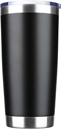 20oz Tumbler Bulk Stainless Steel Vacuum Insulated Tumblers with Lid Double Wall Travel Mug Durable Powder Coated Coffee Cup, Suitable for Ice Drinks and Hot Beverage (Black 1pack)