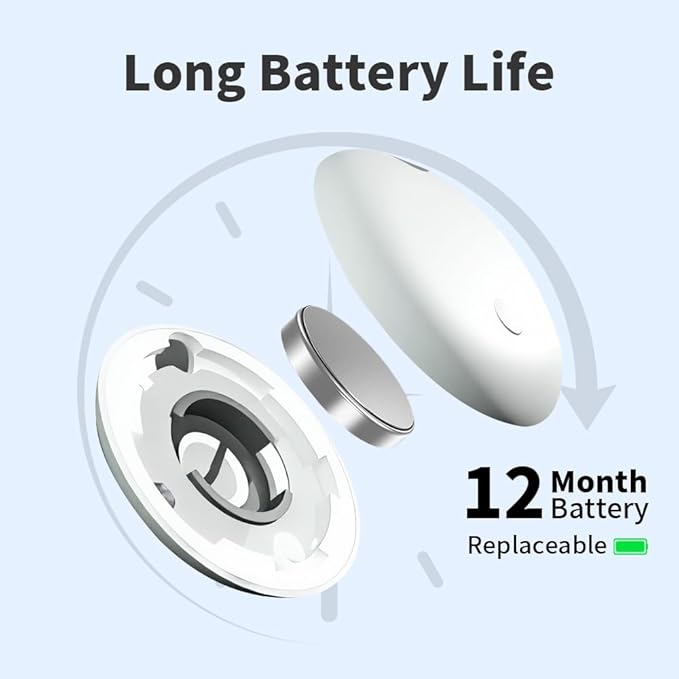 4 Pack Smart Tag Tracker Works with Apple Find My, IP65 Waterproof and Replaceable Battery, Bluetooth Tracker Item Locator for Key Pet Wallet Backpack Luggage, White (iOS 14.6 or Above)
