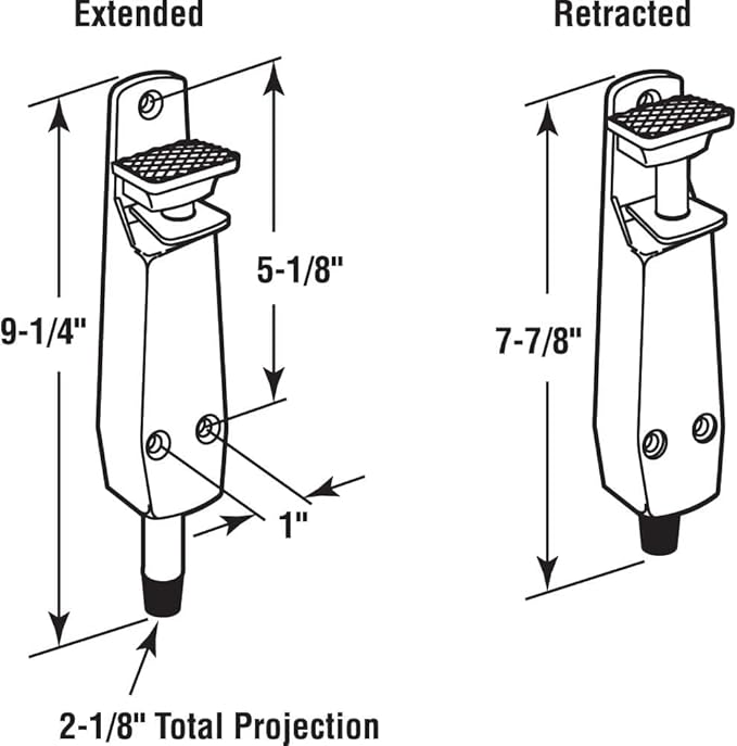 Pacific Doorware Heavy Duty Spring Loaded Step Down Push On Door Holder/Stopper (2, Duronotic)