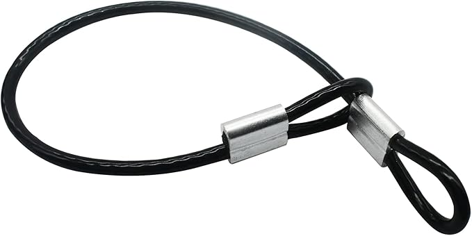 5 Pcs 4mm Wire 48 inch Vinyl Coated Stainless Steel Cable with Loops Short Wire Rope Lanyard Lock Security Chain Link for Outdoor Gates, Black(4mm x 48inch)