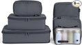6 Set Compression Packing Cubes for Travel, Large Medium Small Luggage Organizers, Storage Bags for Clothes (6 Pack, Charcoal Gray)