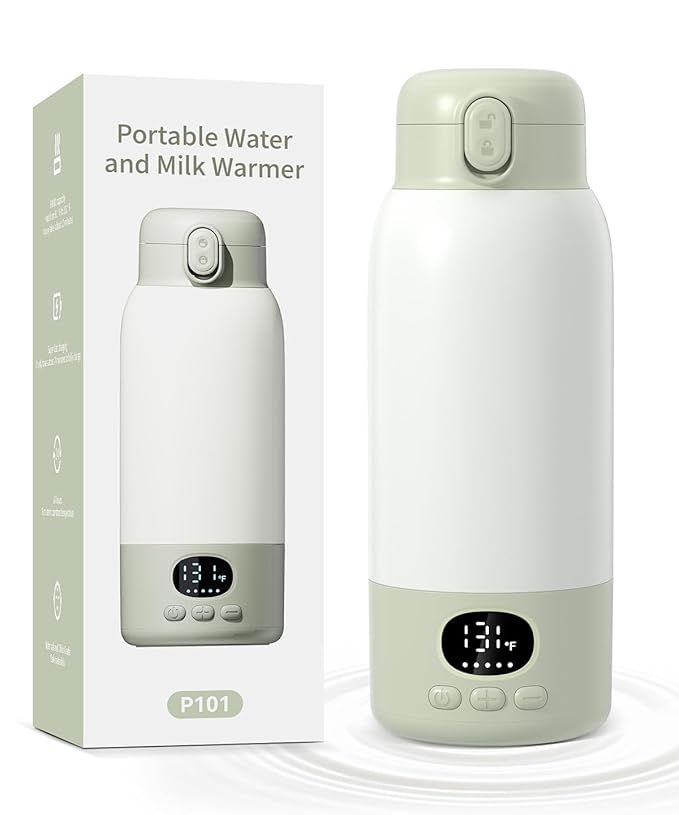 Portable Bottle Warmer 17oz Large Capacity Bottle Warmer for Travel, Fast Heating for Breast Milk Formula and Milk, Suitable for Baby Outdoor Airplane and Car Green5