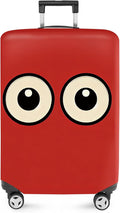 ANNA QUEEN Funny Cartoon Eyes Luggage Cover, Red Suitcase Protector with Cute Big Eyes Design, Travel Suitcase Cover for 32-34 Inch Luggage, Stretchable & Washable Spandex Travel Accessories
