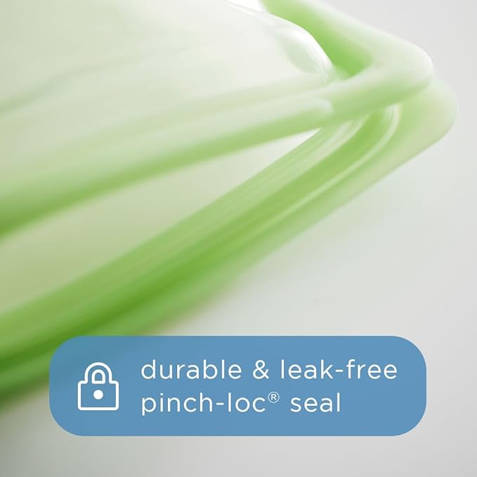Stasher Premium Silicone Reusable Food Storage Pocket Bags, 2-Pack, Clear + Aqua, Multi-Use Food Storage Bags, Lunch Bag, Travel Containers, BPA Free, Leak-free, Dishwasher-Safe, Eco-friendly, 4 Oz