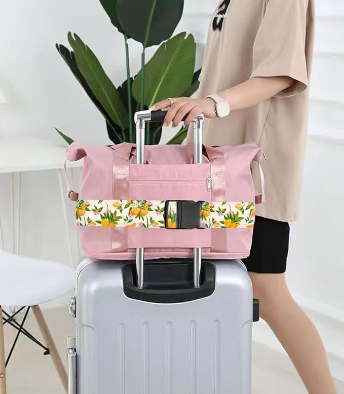 Luggage Straps for Suitcases Travel Belt Accessories, Cute Suitcase Strap, Adjustable Luggage Belt Strap, Heavy Duty with Quick-Release Buckle Luggage Strap Cute Orange