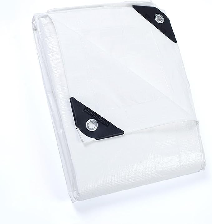GUARD SHIELD Tarp White 9x12 Feet Multi Purpose Waterproof Poly Tarp Cover 5mil
