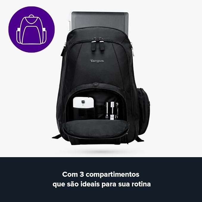 Targus 16 Inch Groove Laptop Backpack, Black - Fits Most Laptops up to 16", Water Resistant Travel Backpack for Business Commuters and Travel (CVR600)