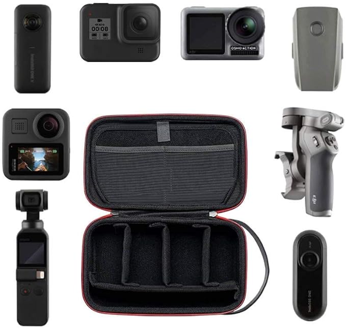 TELESIN Carrying Case Organizer for Go Pro Insta360 DJI Camera, with DYI Divider Waterproof Hard Protect Carry Bag for Hero 13 12 11 10 9 8 X2 X3 X4 X5 GO2 GO3 AKASO Selfie Stick Strap Accessory