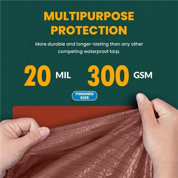 Large Waterproof Tarp - Heavy Duty 20 Mil Thick Poly Tarpaulin Ideal for Canopy Tents, Boats, RV or Pool Covers - Multipurpose Protective Tarps with Grommets for Indoor and Outdoor Use | 12' x 16'