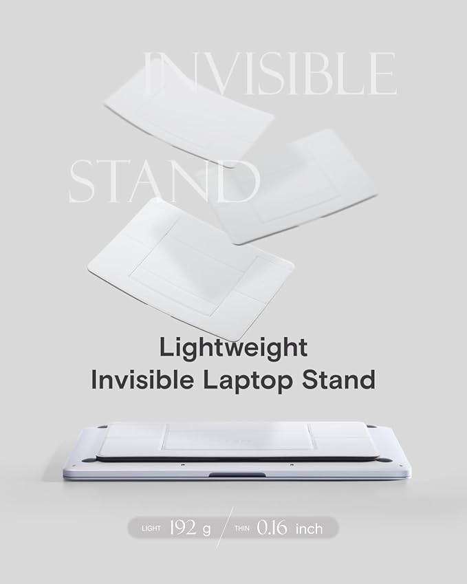 MOFT Invisible Laptop Stand for Desk, Stick-Free Tablet and Computer Stand with Dual-Angle, Foldable&Portable Laptop Riser Holder, Fits 7-11" Tablets&11-14" Laptops, Jet Black (Non-Adhesive Version)