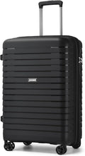 Kono 24 Inch Expandable Luggage Suitcase with Spinner Wheels, Durable Hardside Checked Luggage with Hidden Cup Holder, Lightweight Hard Shell Medium Suitcase with TSA Lock(Black)