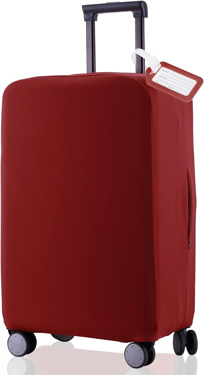 Travel Luggage Cover Suitcase Protector Scratch-Resistant Fit 19-31 Inch Suitcase, Not Included Suitcase (Claret, 2XL(30-31 inch))
