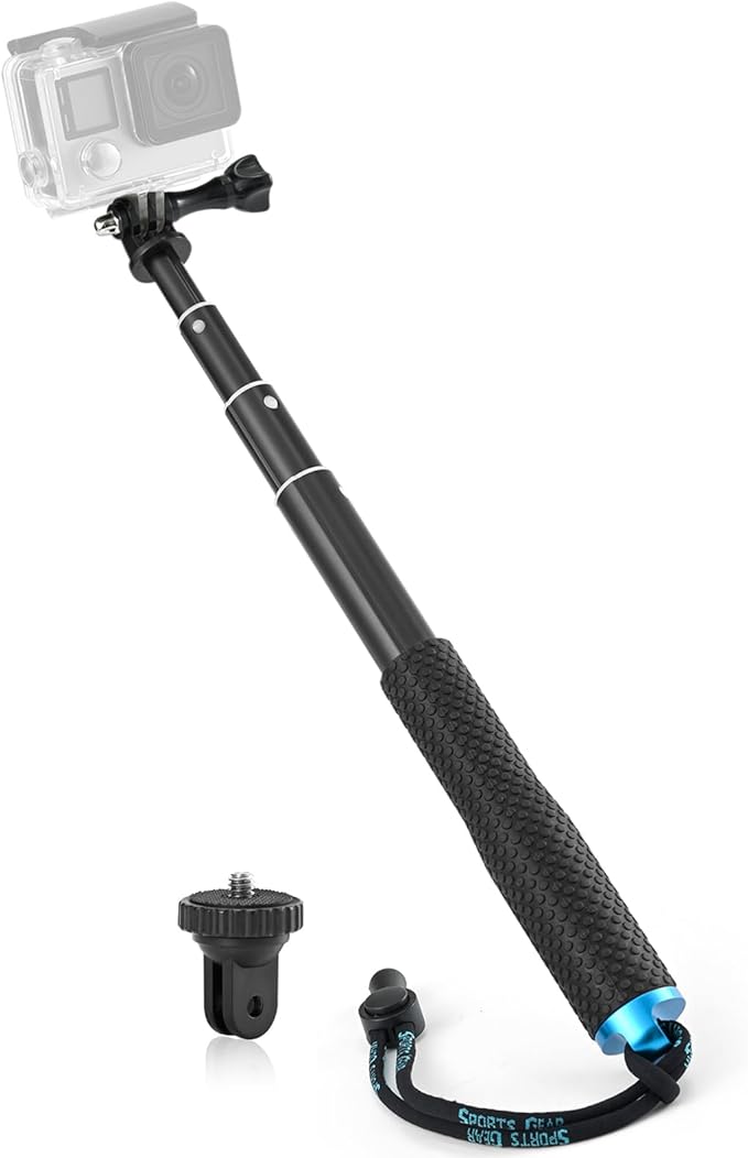 28” Extension Selfie Stick Compact Handle Grip Adjustable Pole Waterproof Monopod Accessories Compatible with GoPro Hero 13 12 11 10 9 8 7 6 Insta360 AKASO DJI Osmo Action Camera and More