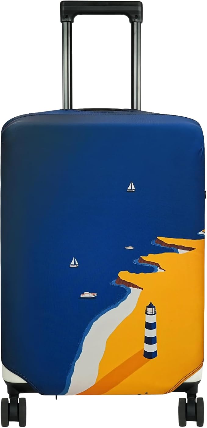 HYPER VENTURE Washable Luggage Cover - Fashion Suitcase Protector Fits 23-26 Inch Luggage (Lighthouse, M)
