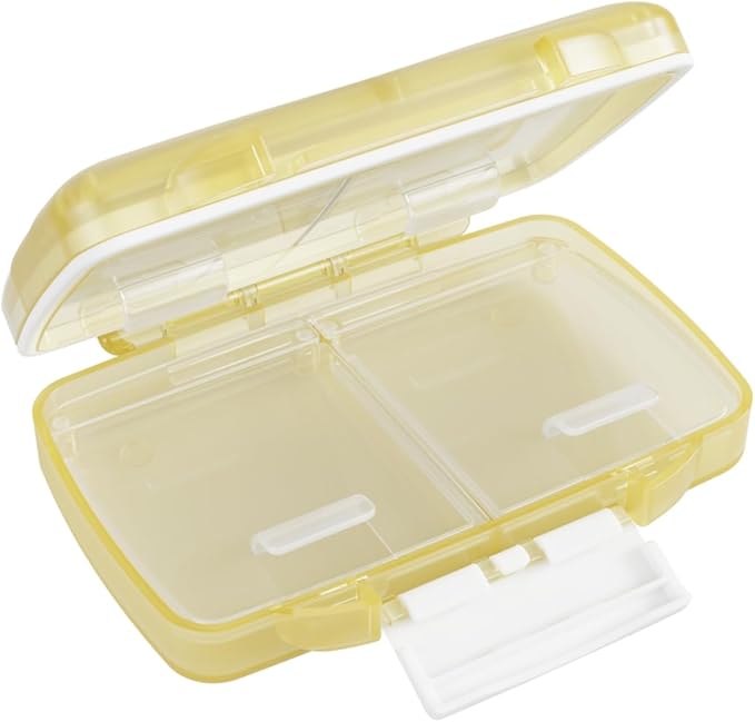 EZY DOSE Moisture-Proof Pill Case, Medicine Planner, Vitamin Organizer Box, Travel-Friendly, Latch-Closure to Secure Contents, 4 Individual Compartments of Multiple Sizes with Tight Seal, Small, Cream