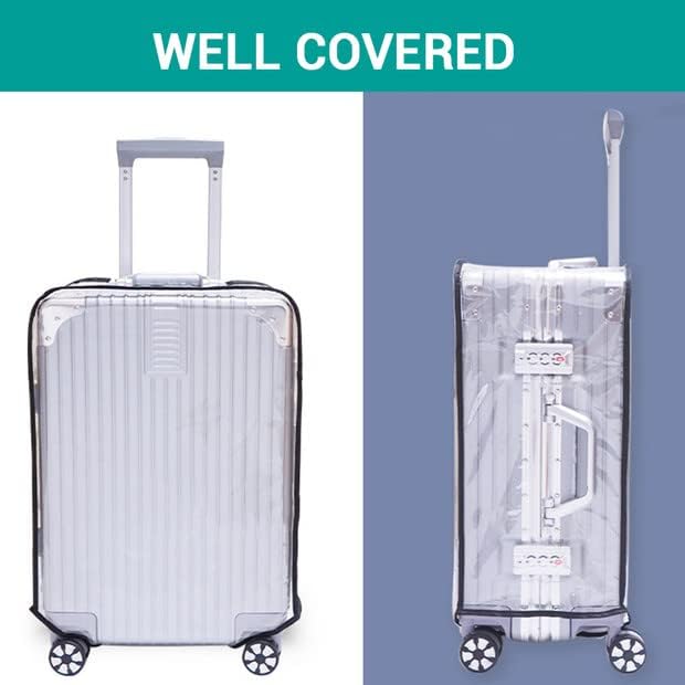 Clear Suitcase Cover - 20 24 26 28 30 Inch Waterproof PVC Suitcase Cover - Transparent Travel Suitcase Wrap - Protective Cover Case for Wheeled Luggage (26-Inch)