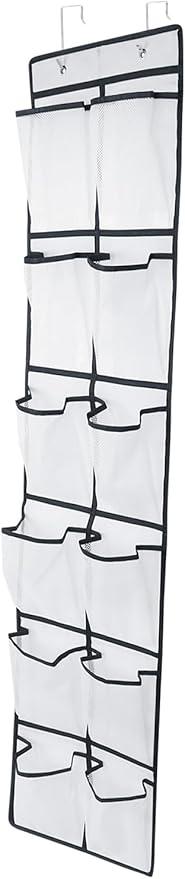 12 Large Pockets Over The Door Hanging Shoe Organizer, White