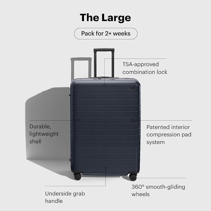 Away Large Checked Luggage, 29 Inch Hardside Suitcase with Spinner Wheels, Lightweight & Durable, TSA Lock, Navy Blue