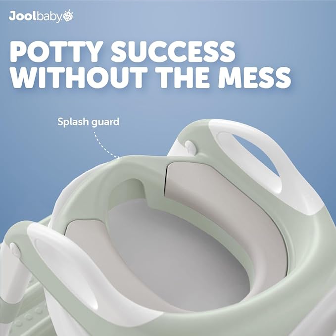 Jool Baby Potty Training Seat with 2 Step Ladder for Toddlers - Soft Cushioned Seat & Splash Guard, Adjustable Height (Sage)