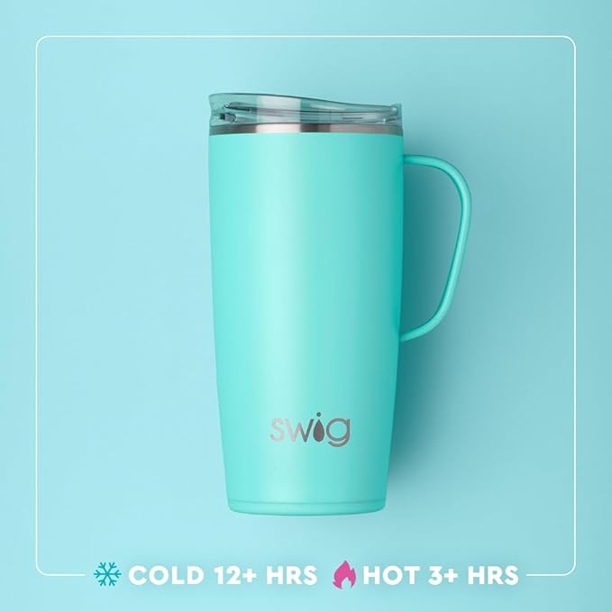 Swig Life 22oz Travel Mug, Insulated Tumbler with Handle and Lid, Travel Coffee Mug, Cup Holder Friendly, Stainless Steel 22 oz Tumbler, Reusable Insulated with Lid (Nebraska)