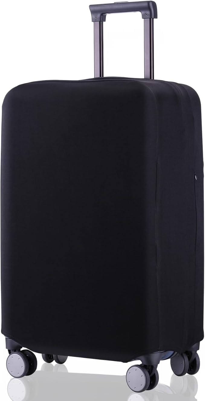 Travel Luggage Cover Suitcase Protector Scratch-Resistant Fit 19-31 Inch Suitcase, Not Included Suitcase (Black, S(19-21inch))