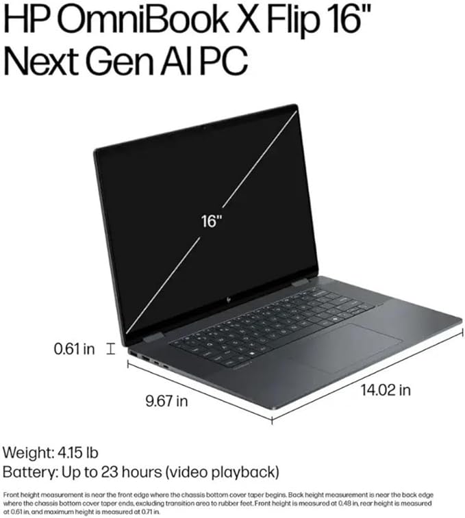 HP OmniBook X Flip 16 2-in-1 Laptop: 16" FHD+ Touchscreen, Intel Core Ultra 7, 16GB RAM, 2TB SSD, w/Pen & Lifetime Office - Copilot+ AI PC, Windows 11