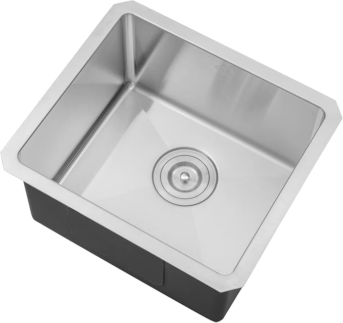 17 in. x 15 in. x 9 in. 16-Gauge Stainless Steel Undermount Single Bowl Bar Prep Kitchen Sink with Strainer