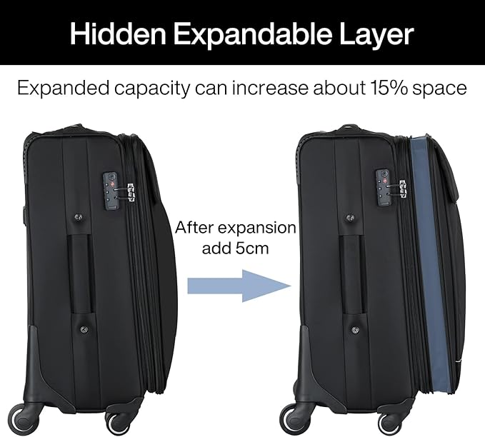 Hanke 20/24/28 Inch 3 Piece Luggage Set with Spinner Wheels Expandable Luggage Large Suitcases with Wheels Softside Checked Luggage Rolling Suitcase with Lock Lightweight Travel Luggage.(Purple)
