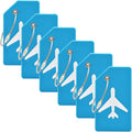 6 Pack Silicone Luggage Tag for Suitcases with Stainless Loop, Privacy Protection Travel Bag Tags Perfect to Quickly Spot Baggage Handbag (Blue)