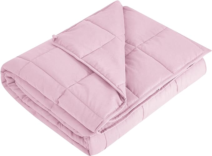 L'AGRATY Weighted Blanket - 48"x72" 15lbs Cooling Breathable Heavy Blanket Microfiber Material with Glass Beads for Adult All-Season Summer Fall Winter Soft Thick Comfort