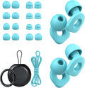 2 Pairs of Earplugs for Sleeping,Reusable Hearing Protection Earplugs with 8 Pairs Ear Tips & One Connector Cord,Soft Earplugs for Noise Reduction,Concert,Musician & Work - 25dB-30dB, Sky Bue