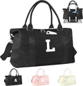 Initial Travel Duffel Bag Sports Gym Bag for Boys Teen Birthday Gifts,Black Personalized Weekender Bag Carry On Tote Bags for Men,Waterproof Overnight Luggage Bag Airplane Travel Essentials(Letter L)