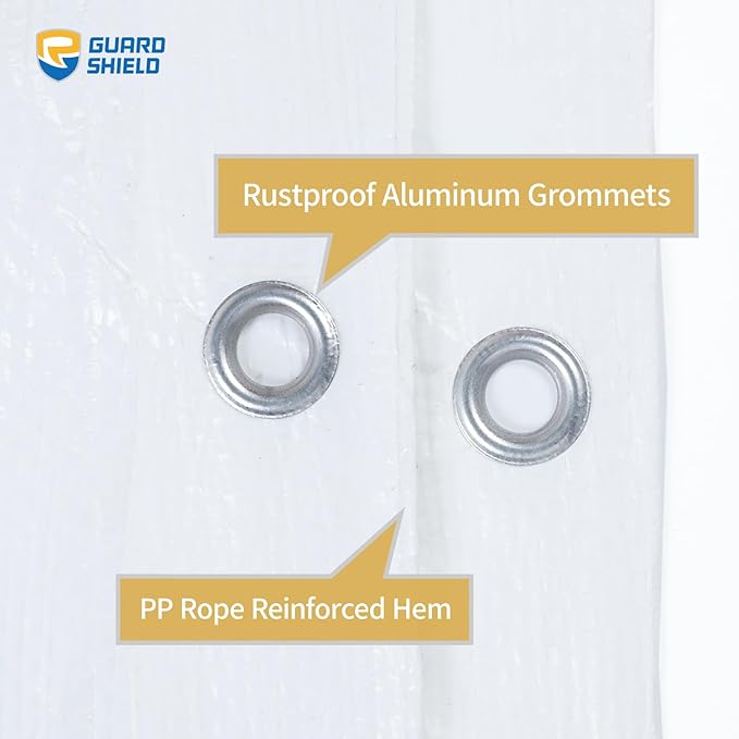 GUARD SHIELD Tarp White 8x12 Feet Multi Purpose Waterproof Poly Tarp Cover 5mil (2-Pack)