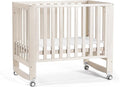 EvoNest Baby Crib, 6 in 1 Convertible Mini Crib with Wheels, 100% New Zealand Wood Growing Bed, 4 Adjustable Mattress Height， Washed Natural