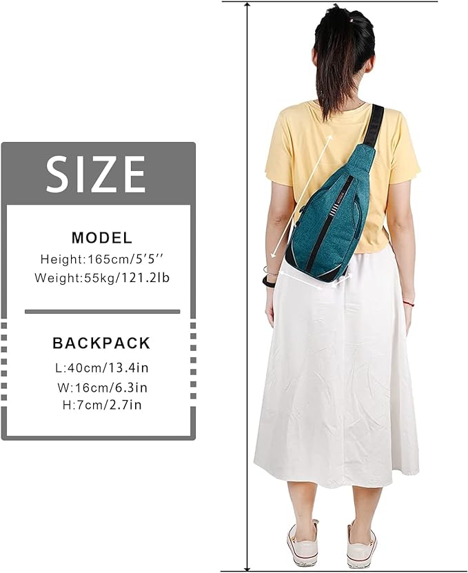 WATERFLY Small Crossbody Sling Backpack Anti Theft Backpack for Traveling Chest Shoulder Bag